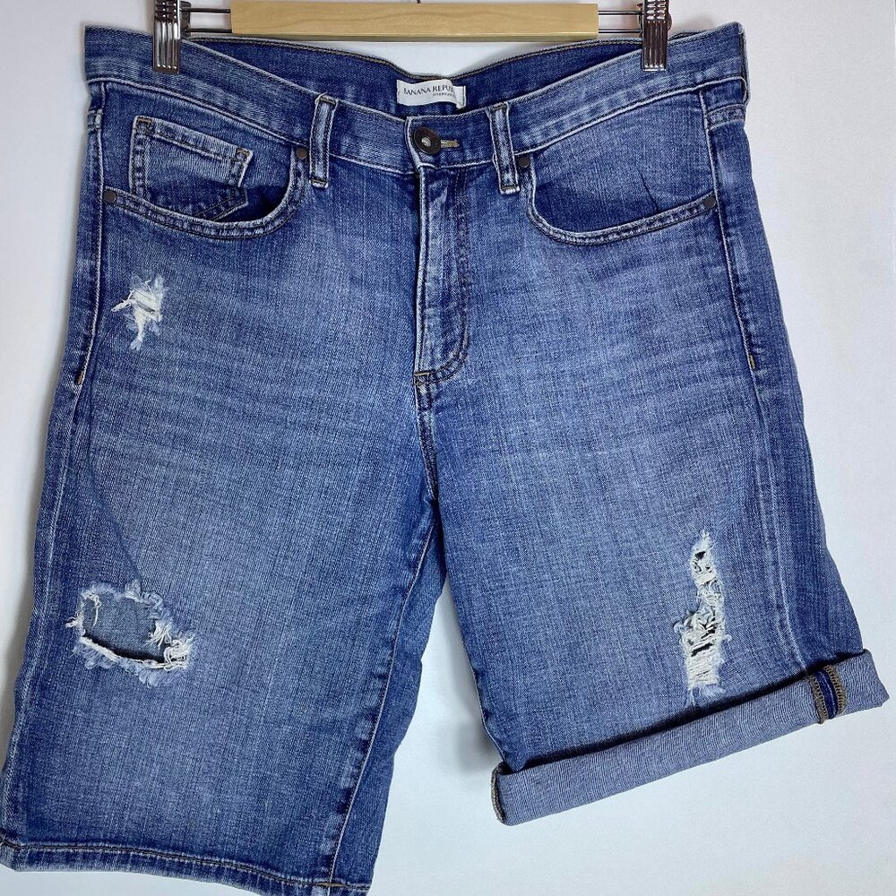Banana Republic Denim Jeans Shorts Boyfriend Size 30 Roll Up